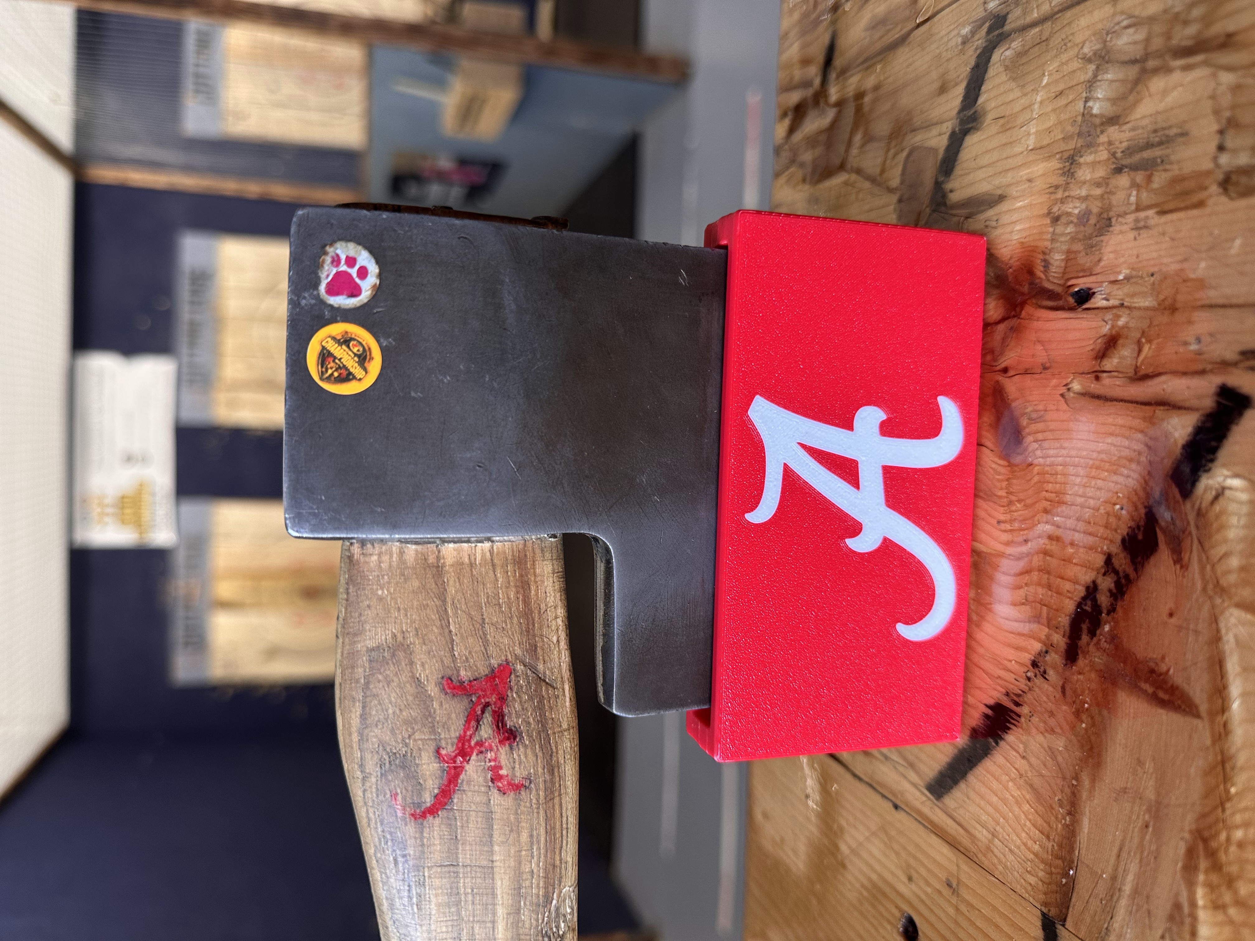 Alabama Crimson Tide custom hatchet sheath at venue