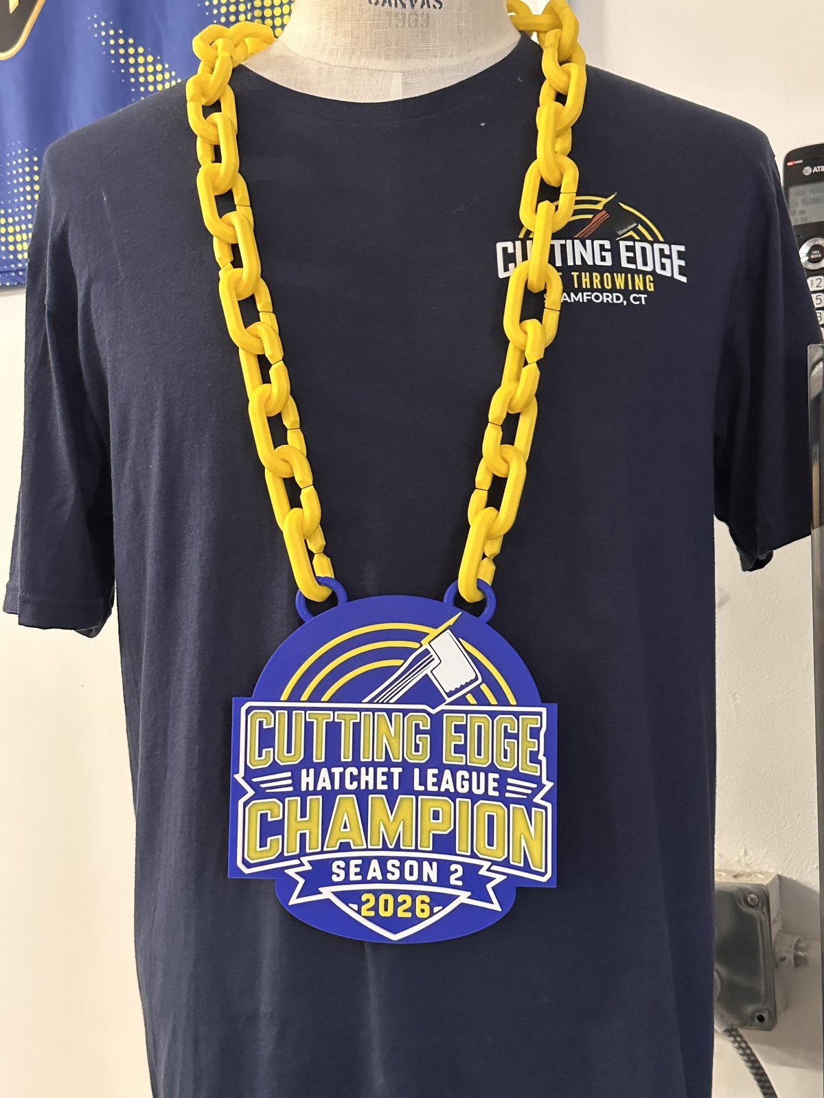Cutting Edge Hatchet League Champion chain worn, medallion and articulated chain